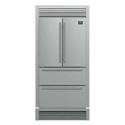 Forno Moena 36-Inch Counter-Depth French Door Refrigerator, 19 cu. ft., Stainless Steel with Decorative Grill Trim Kit (Model FFRBI1820-40SG)