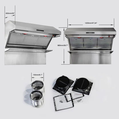 Forno Savona 48-Inch Wall-Mounted Range Hood with Backsplash and Red Warming Light, Stainless Steel – Model FRHWM5029-48HB