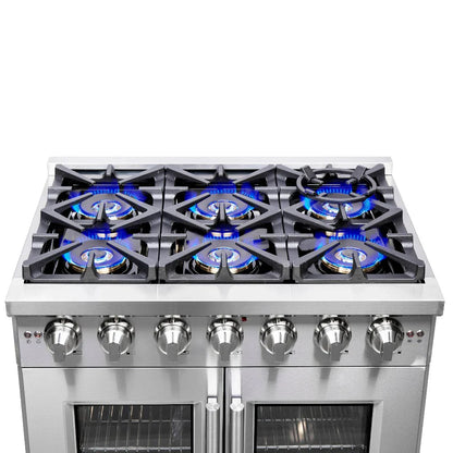 Forno Capriasca 36-Inch Freestanding All-Gas Range with French Door, 5.36 cu. ft. Oven, Stainless Steel (Model FFSGS6460-36)