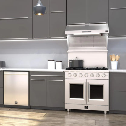 Forno Galiano 36-Inch Freestanding All-Gas Range with 5.36 cu. ft. Oven and French Doors in Stainless Steel (FFSGS6444-36)