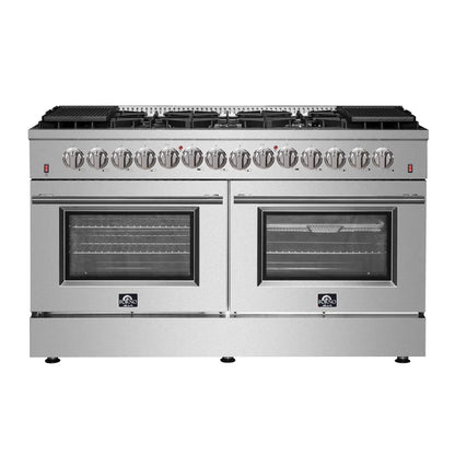 Forno Galiano 60-Inch Freestanding Dual Fuel Range with Double Oven, 8.64 cu. ft., Stainless Steel with Gold Accents (FFSGS6156-60)