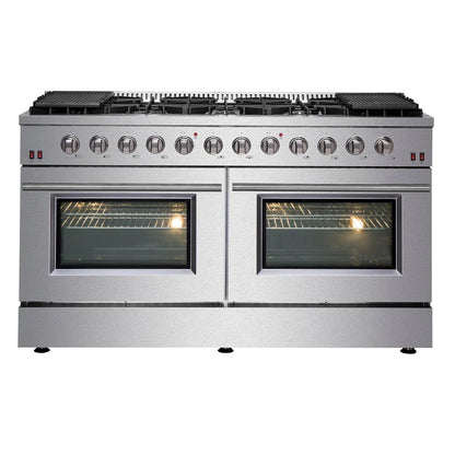Forno Galiano 60-Inch Freestanding All-Gas Range with Double Gas Oven, 6.58 cu. ft., Stainless Steel with Gold Accents (FFSGS6244-60)