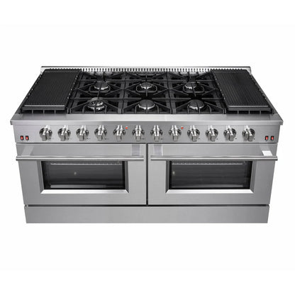 Forno Galiano 60-Inch Freestanding All-Gas Range with Double Gas Oven, 6.58 cu. ft., Stainless Steel with Gold Accents (FFSGS6244-60)
