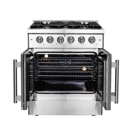 Forno Galiano 30-Inch Freestanding All-Gas Range with French Door, 4.32 Cu. Ft., Stainless Steel (FFSGS6444-30)