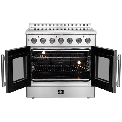 Forno Galiano 36-Inch Freestanding Electric Range with French Door Oven, 5.36 cu. ft., Stainless Steel (FFSEL6917-36)