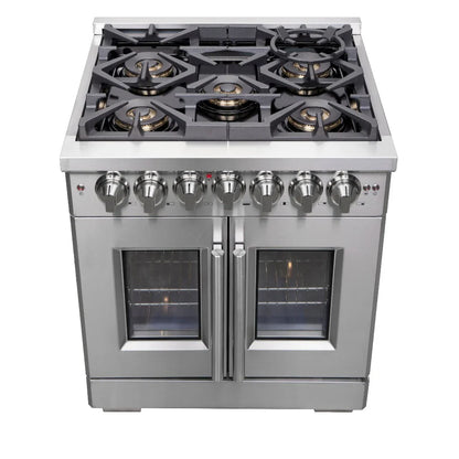 Forno Capriasca 30 in. 4.32 cu. ft. French Door Freestanding Dual Fuel Range with Gas Cooktop and Electric Oven in Stainless Steel (FFSGS6387-30)