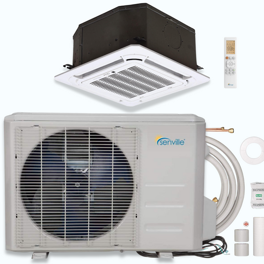 Senville AURA 24,000 BTU Ceiling Cassette Single Zone Ductless Mini Split - 230V - 20.7 SEER2 - Energy Star, SENA/24HF/IC