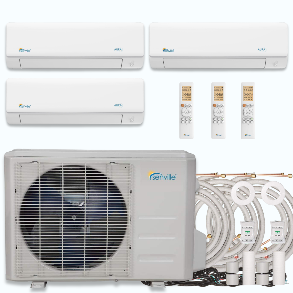 Senville AURA 27,000 BTU 3 Zone Ductless Mini Split - 230V - 23 SEER2 - Energy Star, SENA-30HF-T999