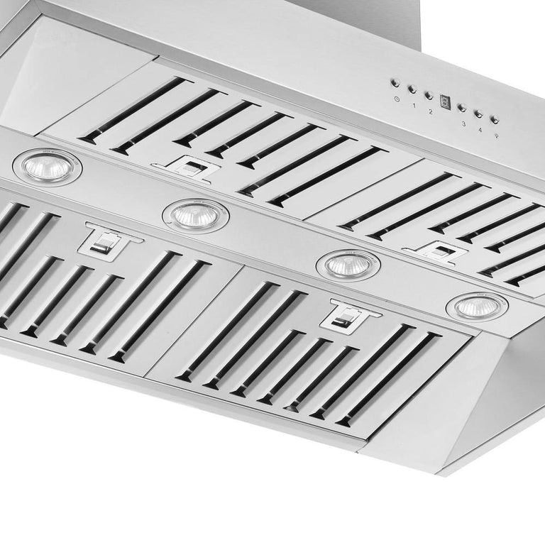FORNO Package - 36" Electric French Door Range, Wall Mount Range Hood, Refrigerator, Dishwasher and Microwave, AP-FFSEL6917-36-5PK-1